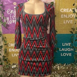 Derek ❤️ Heart Size S Gray, Black & Red Sexy Dress Graphic prints